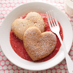 Heart-Shaped Whole-Wheat Pancakes with Strawberry Sauce
