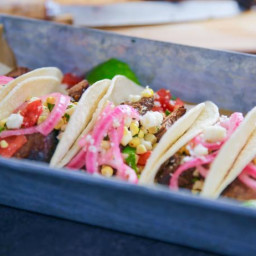 Hearty Brisket Tacos with Pink Pickled Onions