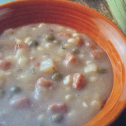 Hearty corn chowder with peas