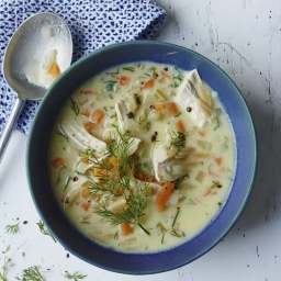 Hearty lemon-chicken soup with orzo