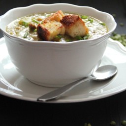 Hearty Split Pea Soup with Lemon and Olive Oil Croutons