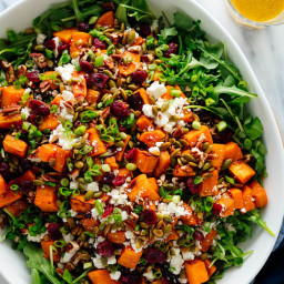 Hearty Sweet Potato, Arugula and Wild Rice Salad with Ginger Dressing