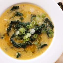 Hearty Vegan Polenta and Kale Soup With Miso and Toasted Sesame Oil Recipe