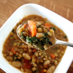 Hearty Vegetable Lentil and White Bean Soup