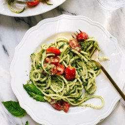 Heather's Zucchini Noodles with Basil-Pumpkin Seed Pesto