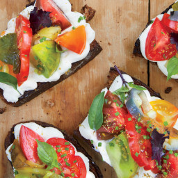 Heirloom Tomato and Pepper Toasts with Whipped Ricotta