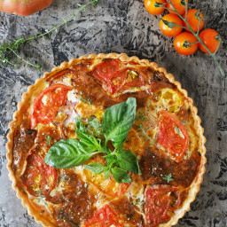 Heirloom Tomato Tart with Basil and Gruyere Cheese