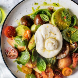 Heirloom tomatoes with burrata cheese and basil oil recipe