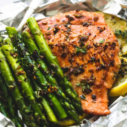 Herb Butter Salmon and Asparagus Foil Packs