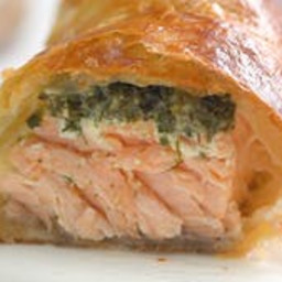 Herb Coated Salmon in Puff Pastry