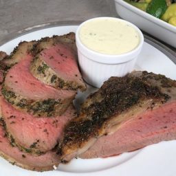 HERB CRUSTED BEEF WITH BRANDY and MUSTARD SAUCE