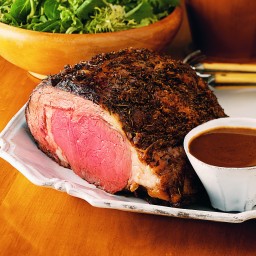 Herb-Crusted Prime Rib with Red Wine Sauce