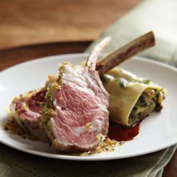 Herb-Crusted Rack of Lamb with Filled Pasta Sheets