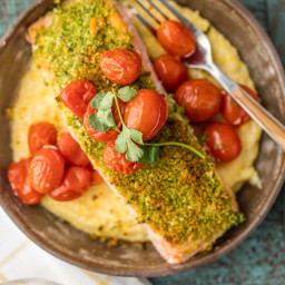 Herb Crusted Salmon with Goat Cheese Polenta