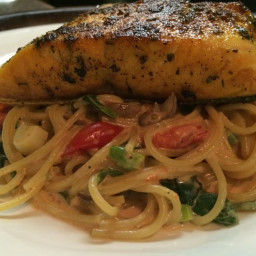 Herb Crusted Salmon with Pasta Florentine
