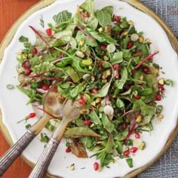 Herb salad with pomegranate and pistachios