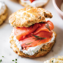 Herb Scones with Chive Cream and Smoked Salmon