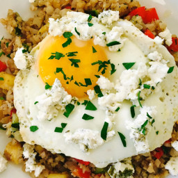 Herbed Cauliflower Rice with Eggs and Goat Cheese