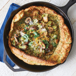 Herbed Dutch Baby with Creamy Mushrooms and Leeks
