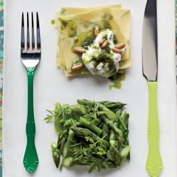 Herbed Fazzoletti with Asparagus and Burrata