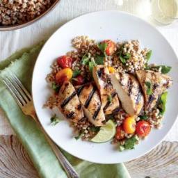 Herbed Wheat Berry and Roasted Tomato Salad with Grilled Chipotle Chicken B