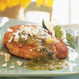 Herbed Chicken Breasts with Tomatillo Salsa and Queso Fresco