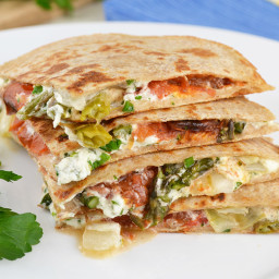 Herbed Goat Cheese, Roasted Tomatoes, and Asparagus Quesadilla