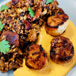 Hibachi Scallops and Bacon Fried Rice