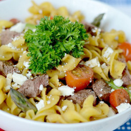 High Protein Balsamic Steak and Pasta Salad Recipe
