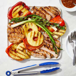 Hoisin-glazed pork with pineapple and sweet peppers