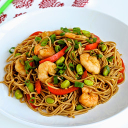 Hoisin Shrimp and Edamame Stir-Fry with Soba Noodles