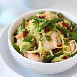 Zucchini “Pasta” Carbonara with Shrimp