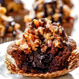 German Chocolate Cupcakes with Ganache Filling - Carlsbad Cravings