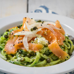 Creamy Avocado Cucumber Noodles with Smoked Salmon