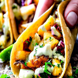 Blackened Fish Tacos with Pineapple Cucumber Slaw