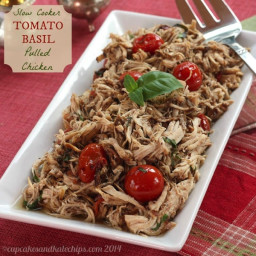 Slow Cooker Tomato Basil Pulled Chicken