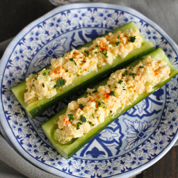 Light Egg Salad Cucumber Boats Recipe