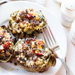Beef Stuffed Artichokes with Sundried Tomatoes