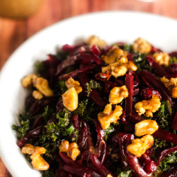 Kale & Beet Salad with Candied Walnuts and Balsamic Vinaigrette