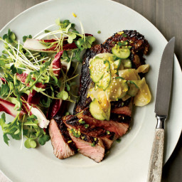 Grilled Steak with Cucumber-and-Daikon Salad