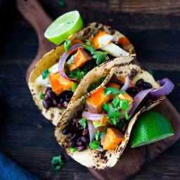 Roasted Vegetables and Black Bean Tacos