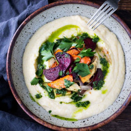 Roasted Root Vegetables with Goat Cheese Polenta