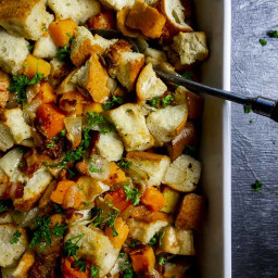 Homemade Bread Stuffing with Butternut Squash & Bacon