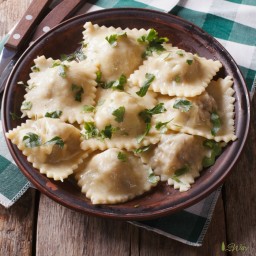 Homemade Italian Ravioli with Meat and Cheese Filling