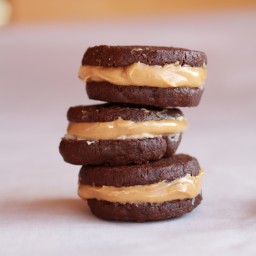Homemade Oreos dipped in Peanut Butter