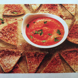 Homemade Pita Chips with Red Pepper Dip