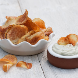 Homemade Potato Chips with Blue Cheese Dip