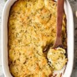 Homemade Scalloped Potatoes with Goat Cheese and Garlic
