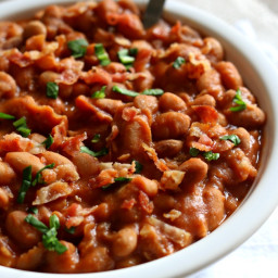 Homemade Slow Cooker Pork and Beans