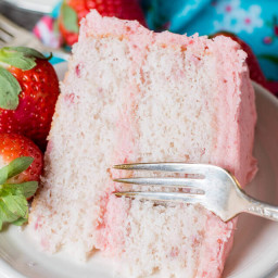 Homemade Strawberry Cake Recipe {From Scratch w/ Fresh Strawberries}
